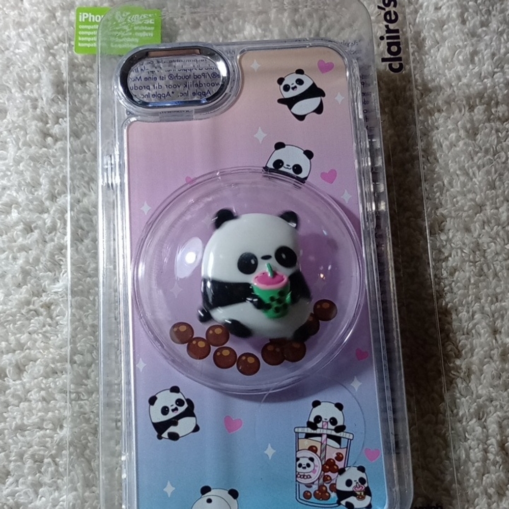 Claire's Moving Panda iPhone Case 6/7/8 SE - Pink and White